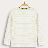 Striped shirt with V-neck - Lime