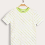 Diagonal Striped T-Shirt - Lime