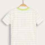 Diagonal Striped T-Shirt - Lime