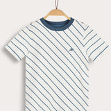 חולצת טי פסי אלכסון - כחול