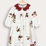 Crochet Collar Button Dress - White