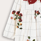 Crochet Collar Button Dress - White