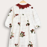 Crochet Collar Button Dress - White