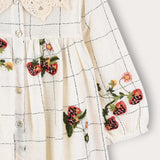 Crochet collar button dress - cream