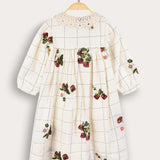 Crochet collar button dress - cream