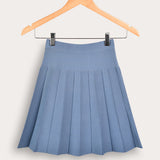 חצאית סריג קפלים - כחול