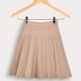 חצאית סריג קפלים - בז׳