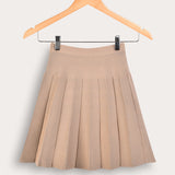 חצאית סריג קפלים - בז׳