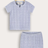 סט בייבי סריג - תכלת