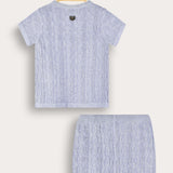 סט בייבי סריג - תכלת