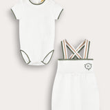 סט בגד גוף וסרבל - זית