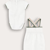 סט בגד גוף וסרבל - זית