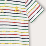 Striped baby set with ship embroidery - blue