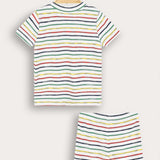Striped baby set with ship embroidery - blue