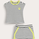 סט בייבי ריב פסים - שחור