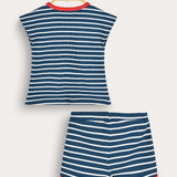 סט בייבי ריב פסים - כחול