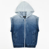 וסט ג'ינס עם קפוצ'ון - נייבי