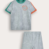 סט פיג'מה שרוולים קצרים - אפור