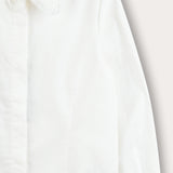 חולצה מכופתרת צווארון תחרה - לבן