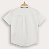 Button-down shirt with Chinese collar - black