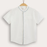 חולצה מכופתרת עם צווארון סיני - כחול