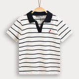 Striped Polo Shirt - Navy