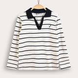 Striped shirt with collar - black