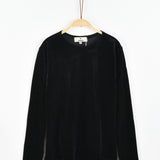 חולצת קטיפה צווארון ניקי - שחור