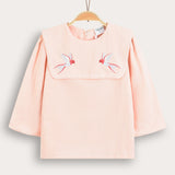 Top with collar and embroidery - pink