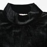 חולצת קטיפה חצי גולף - שחור