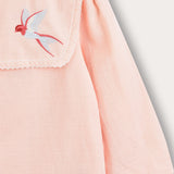 Top with collar and embroidery - pink