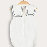 Baby overalls with collar and embroidery - beige