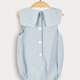 אוברול בייבי עם רקמה - תכלת