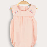 Baby overalls with collar and embroidery - pink