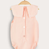 Baby overalls with collar and embroidery - pink