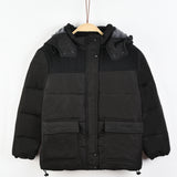 מעיל קפוצ'ון עם כיסים - שחור