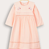 שמלת צווארון עם רקמה - ורוד