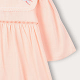 שמלת צווארון עם רקמה - ורוד