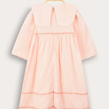 שמלת צווארון עם רקמה - ורוד