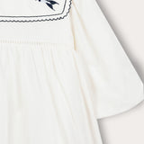 שמלת צווארון עם רקמה - שמנת