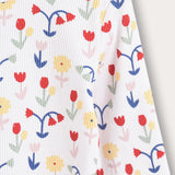 חולצת ריב פרחונית - לבן