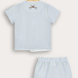 Baby set with embroidery - blue