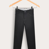Long fabric pants - black