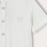 חולצה מכופתרת עם סמל רקמה - שמנת