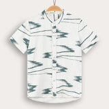 חולצה מכופתרת הדפס אבסטרקטי - טורקיז