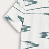 חולצה מכופתרת הדפס אבסטרקטי - טורקיז