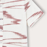 Abstract Print Button-Down Shirt - Berry
