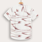 Abstract Print Button-Down Shirt - Berry