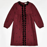 שמלת פפיונים עם כפתורים - בורדו