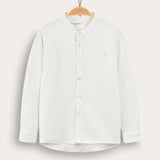 Button-down shirt with Chinese collar - cream